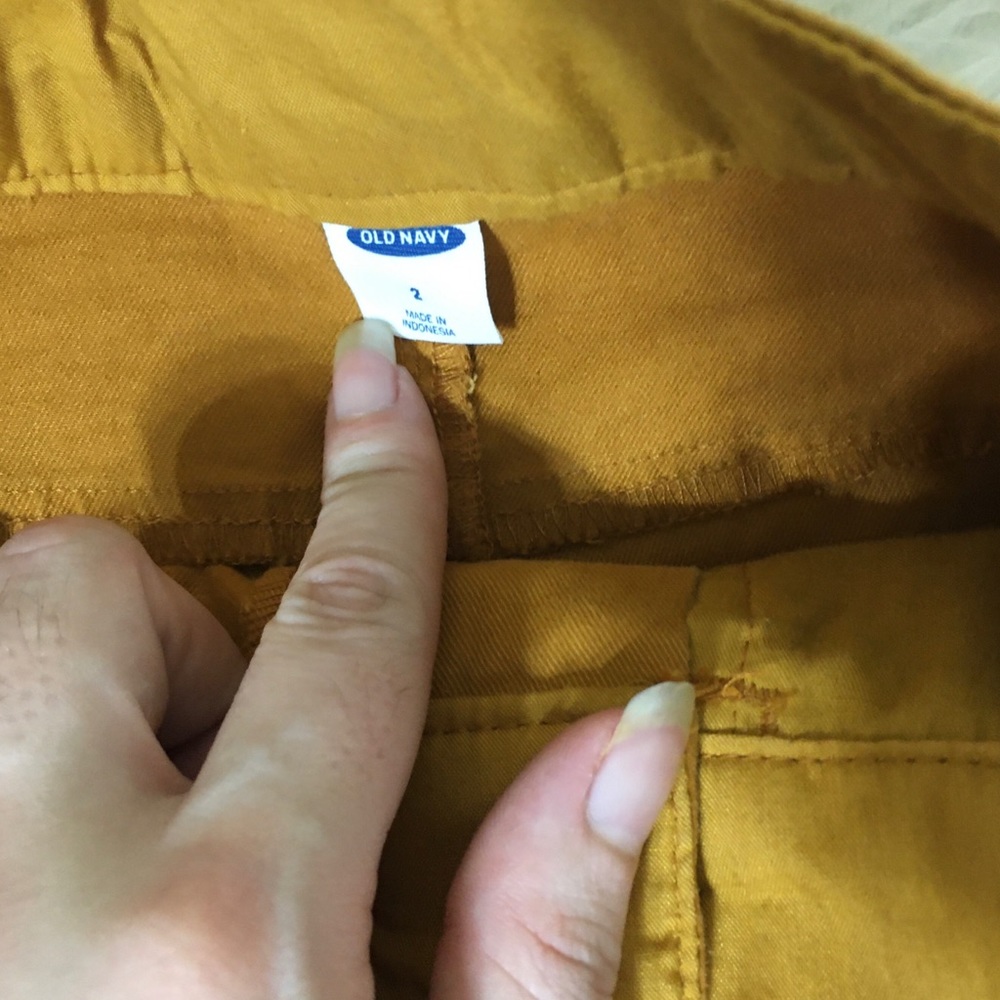 Button Fly High Rise Mustard Shorts - Picture 2 of 4